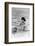 Woman in swimsuit with fishing net-French School-Framed Photographic Print