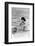 Woman in swimsuit with fishing net-French School-Framed Photographic Print