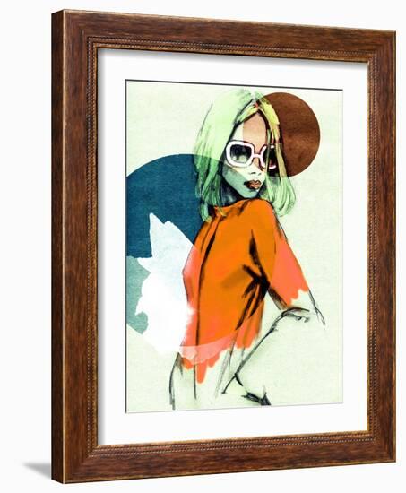 Woman in the Cloak . Hand Painted Fashion Illustration-Anna Ismagilova-Framed Art Print