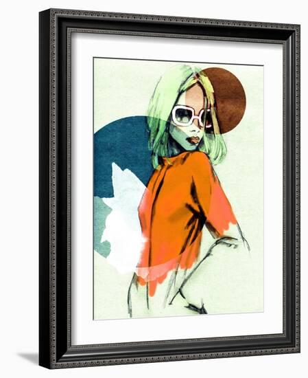 Woman in the Cloak . Hand Painted Fashion Illustration-Anna Ismagilova-Framed Art Print