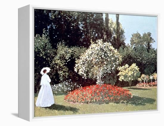 Woman in the Garden, Sainte Adresse, 1867-Claude Monet-Framed Premier Image Canvas