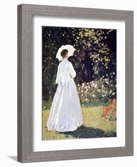 Woman in the Garden, Sainte Adresse, Detail, 1867-Claude Monet-Framed Giclee Print