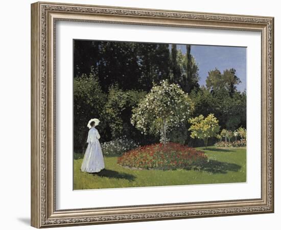 Woman in the Garden-Claude Monet-Framed Art Print