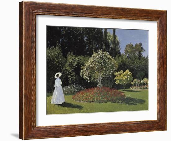 Woman in the Garden-Claude Monet-Framed Art Print