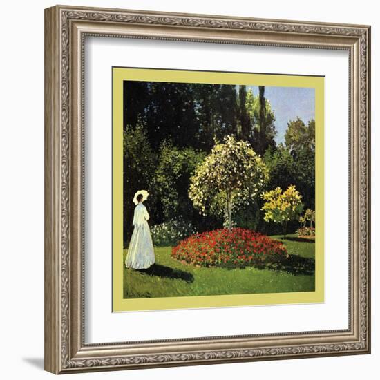 Woman in the Garden-Claude Monet-Framed Art Print