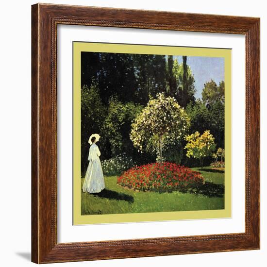 Woman in the Garden-Claude Monet-Framed Art Print