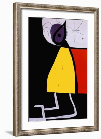 Woman in the Night-Joan Miro-Framed Art Print