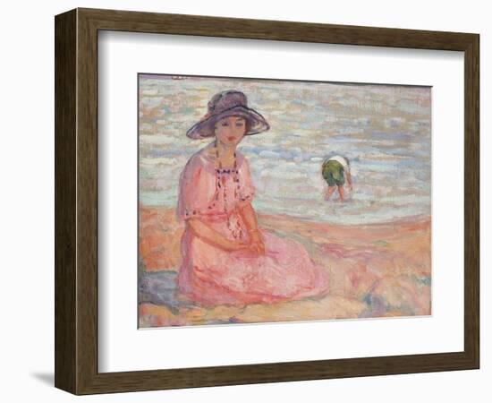 Woman in the Pink Dress by the Sea; Femme a La Robe Rose Au Bord De La Mer, C.1920-Henri Lebasque-Framed Giclee Print