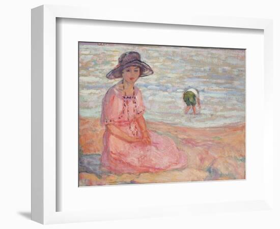 Woman in the Pink Dress by the Sea; Femme a La Robe Rose Au Bord De La Mer, C.1920-Henri Lebasque-Framed Giclee Print