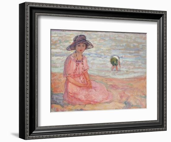 Woman in the Pink Dress by the Sea; Femme a La Robe Rose Au Bord De La Mer, C.1920-Henri Lebasque-Framed Giclee Print
