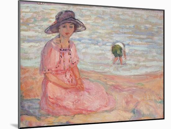 Woman in the Pink Dress by the Sea; Femme a La Robe Rose Au Bord De La Mer, C.1920-Henri Lebasque-Mounted Giclee Print