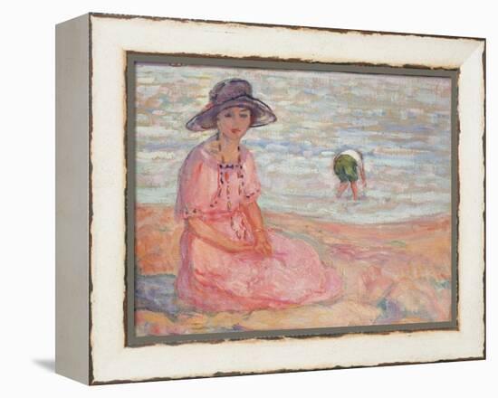 Woman in the Pink Dress by the Sea; Femme a La Robe Rose Au Bord De La Mer, C.1920-Henri Lebasque-Framed Premier Image Canvas