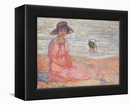 Woman in the Pink Dress by the Sea; Femme a La Robe Rose Au Bord De La Mer, C.1920-Henri Lebasque-Framed Premier Image Canvas