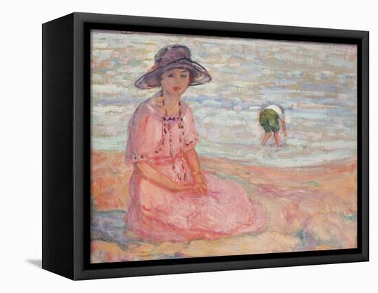 Woman in the Pink Dress by the Sea; Femme a La Robe Rose Au Bord De La Mer, C.1920-Henri Lebasque-Framed Premier Image Canvas