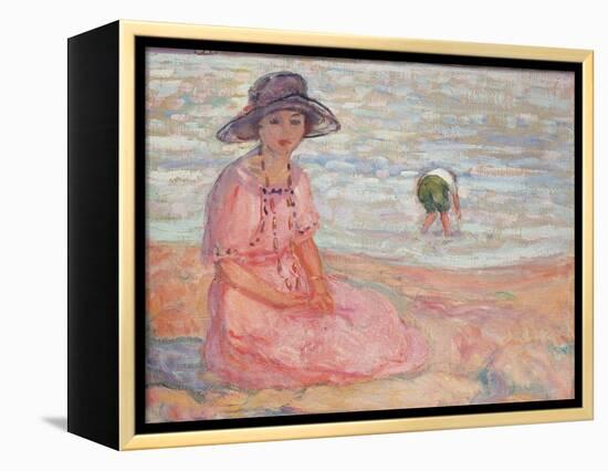 Woman in the Pink Dress by the Sea; Femme a La Robe Rose Au Bord De La Mer, C.1920-Henri Lebasque-Framed Premier Image Canvas