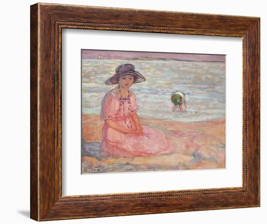 Woman in the Pink Dress by the Sea-Henri Lebasque-Framed Giclee Print