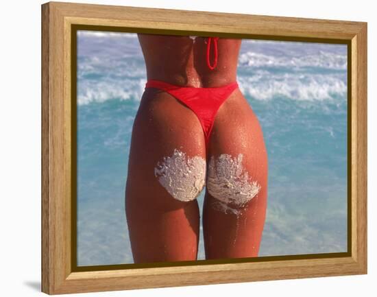 Woman in Thong at Beach with Sandy Bottom-Bill Bachmann-Framed Premier Image Canvas