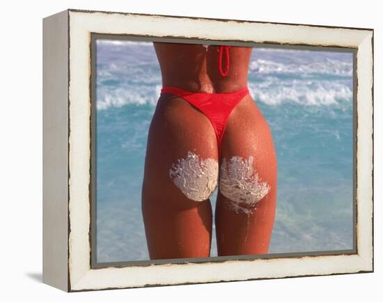 Woman in Thong at Beach with Sandy Bottom-Bill Bachmann-Framed Premier Image Canvas