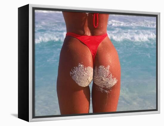 Woman in Thong at Beach with Sandy Bottom-Bill Bachmann-Framed Premier Image Canvas