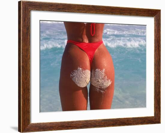 Woman in Thong at Beach with Sandy Bottom-Bill Bachmann-Framed Photographic Print