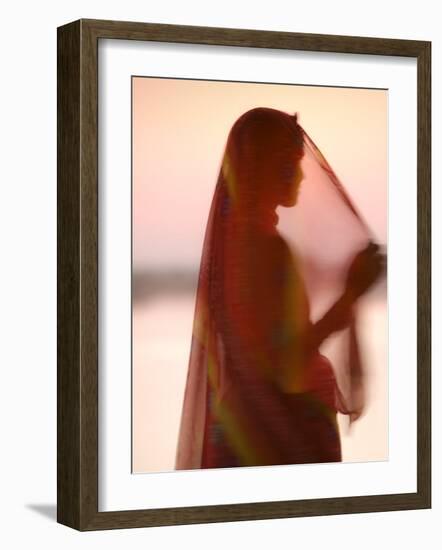 Woman in Traditional Dress, Gadsisar Lake, Jaisalmer, Rajasthan, India-Doug Pearson-Framed Photographic Print