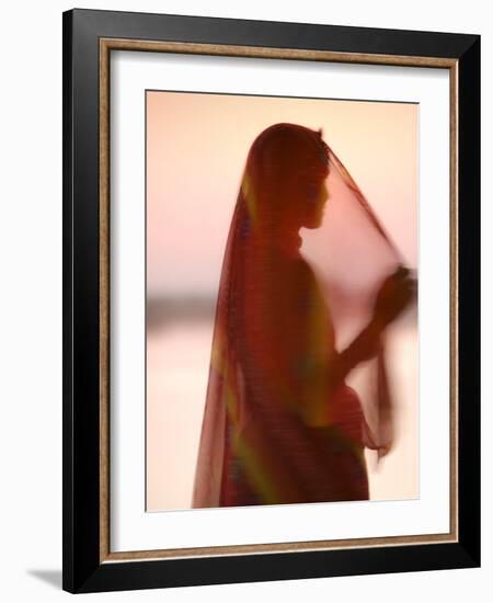 Woman in Traditional Dress, Gadsisar Lake, Jaisalmer, Rajasthan, India-Doug Pearson-Framed Photographic Print