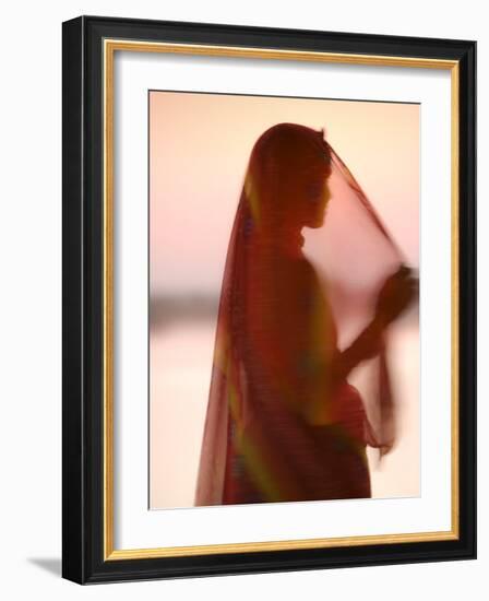 Woman in Traditional Dress, Gadsisar Lake, Jaisalmer, Rajasthan, India-Doug Pearson-Framed Photographic Print