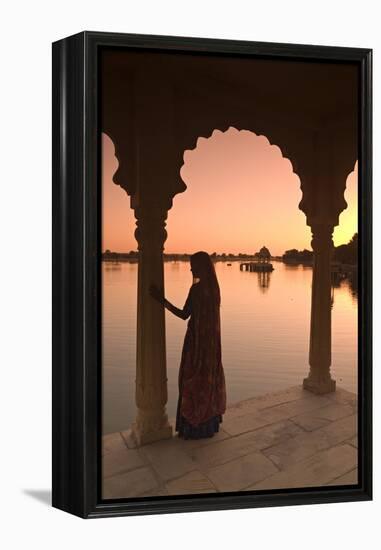 Woman in Traditional Dress, Jaisalmer, Western Rajasthan, India, Asia-Doug Pearson-Framed Premier Image Canvas