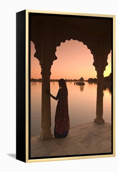 Woman in Traditional Dress, Jaisalmer, Western Rajasthan, India, Asia-Doug Pearson-Framed Premier Image Canvas