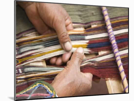 Woman in Traditional Dress, Weaving with Backstrap Loom, Chinchero, Cuzco, Peru-Merrill Images-Mounted Photographic Print