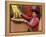 Woman in Traditional Dress, Wool Dyed Before Weaving, Chinchero, Cuzco, Peru-Merrill Images-Framed Premier Image Canvas