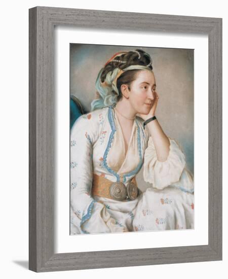 Woman in Turkish Dress, Mid of the 18th C-Jean-Étienne Liotard-Framed Giclee Print