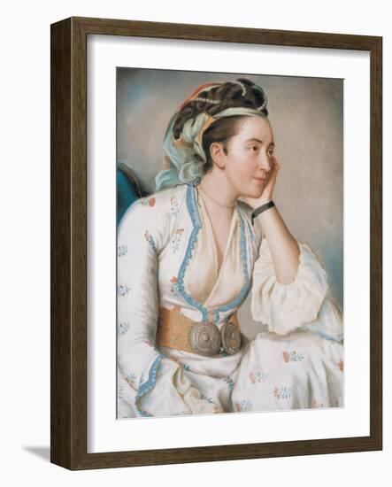 Woman in Turkish Dress, Mid of the 18th C-Jean-Étienne Liotard-Framed Giclee Print