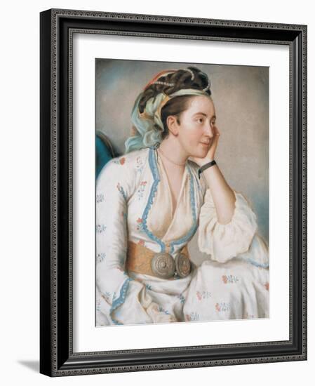 Woman in Turkish Dress, Mid of the 18th C-Jean-Étienne Liotard-Framed Giclee Print