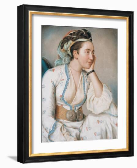 Woman in Turkish Dress, Mid of the 18th C-Jean-Étienne Liotard-Framed Giclee Print