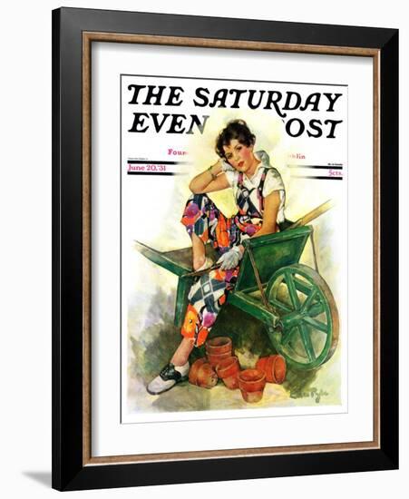 "Woman in Wheelbarrow," Saturday Evening Post Cover, June 20, 1931-Ellen Pyle-Framed Giclee Print