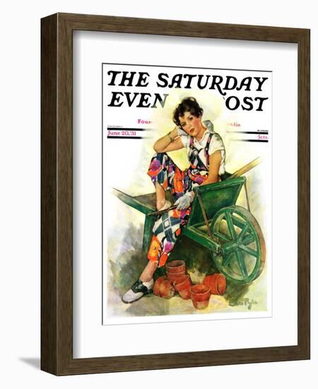 "Woman in Wheelbarrow," Saturday Evening Post Cover, June 20, 1931-Ellen Pyle-Framed Giclee Print