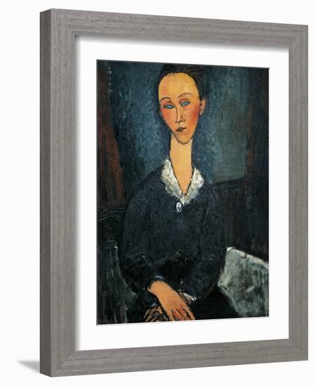 Woman in White Collar, Portrait of Lunia Czechowska, 1917-Amedeo Modigliani-Framed Giclee Print