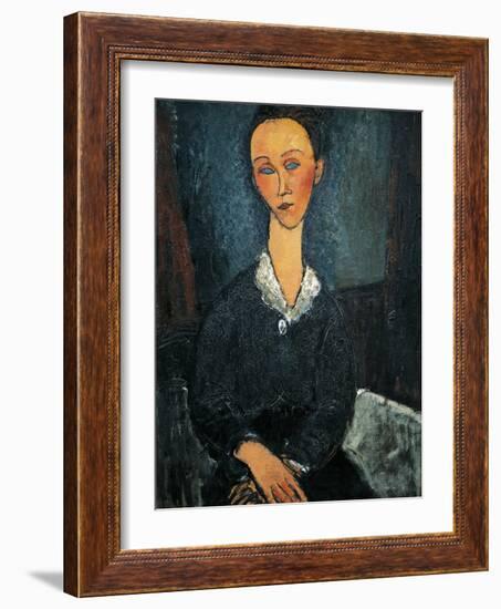 Woman in White Collar, Portrait of Lunia Czechowska, 1917-Amedeo Modigliani-Framed Giclee Print