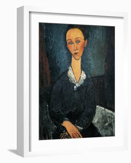 Woman in White Collar, Portrait of Lunia Czechowska, 1917-Amedeo Modigliani-Framed Giclee Print