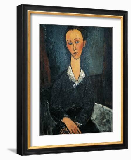 Woman in White Collar, Portrait of Lunia Czechowska, 1917-Amedeo Modigliani-Framed Giclee Print