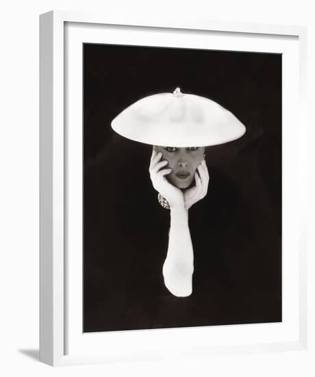 Woman in White Hat and Gloves-The Chelsea Collection-Framed Giclee Print