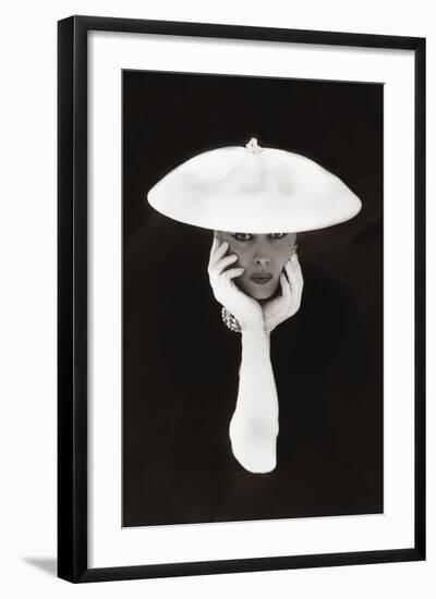 Woman in White Hat and Gloves-The Chelsea Collection-Framed Art Print