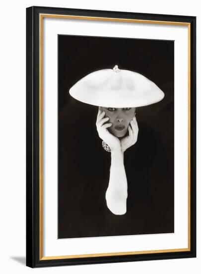 Woman in White Hat and Gloves-The Chelsea Collection-Framed Art Print
