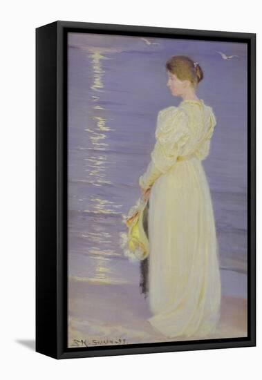 Woman in White on a Beach, 1893-Peder Severin Kröyer-Framed Premier Image Canvas