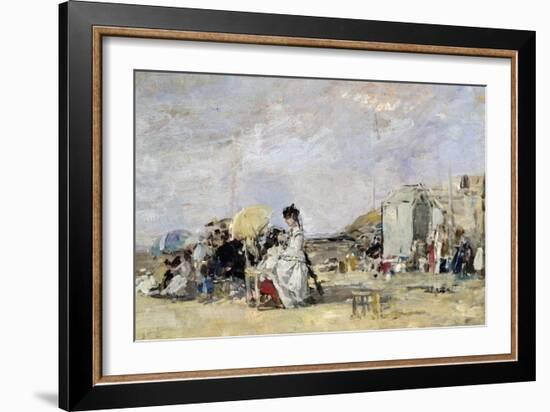 Woman in White on the Beach at Trouville, 1869-Eugène Boudin-Framed Giclee Print