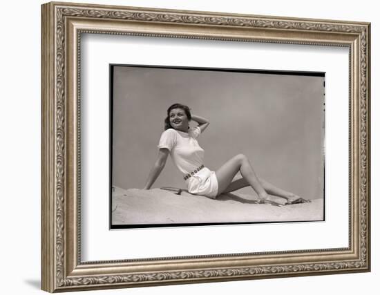 Woman in White Shirt and Shorts-Bettmann-Framed Photographic Print