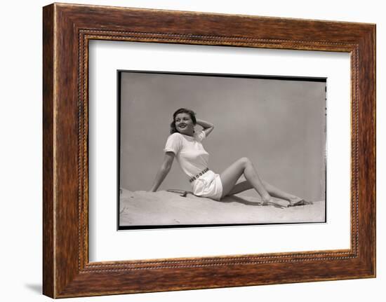 Woman in White Shirt and Shorts-Bettmann-Framed Photographic Print