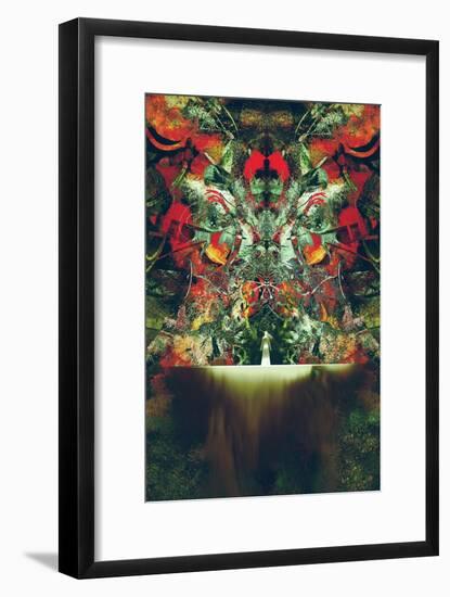 Woman in White Standing in Front of Fantasy Gate,Illustration Painting-Tithi Luadthong-Framed Art Print
