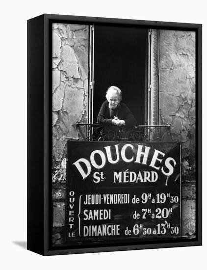 Woman in Window of Public Baths-Alfred Eisenstaedt-Framed Premier Image Canvas